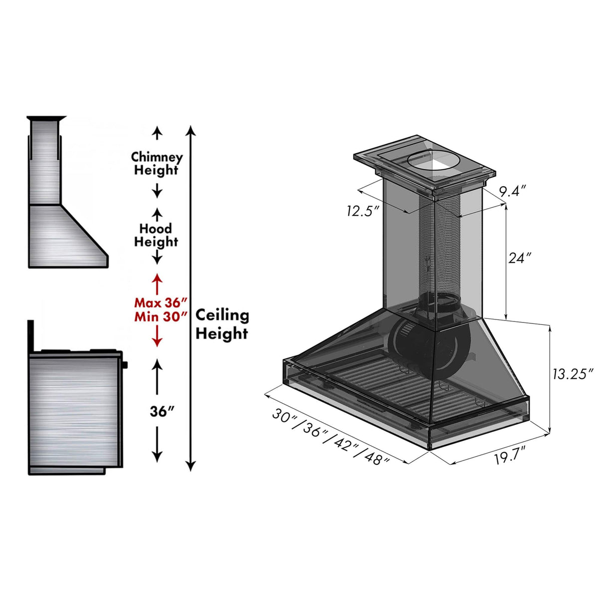 ZLINE - 30 inches - Externally Vented - Wall Range Hood - Walnut