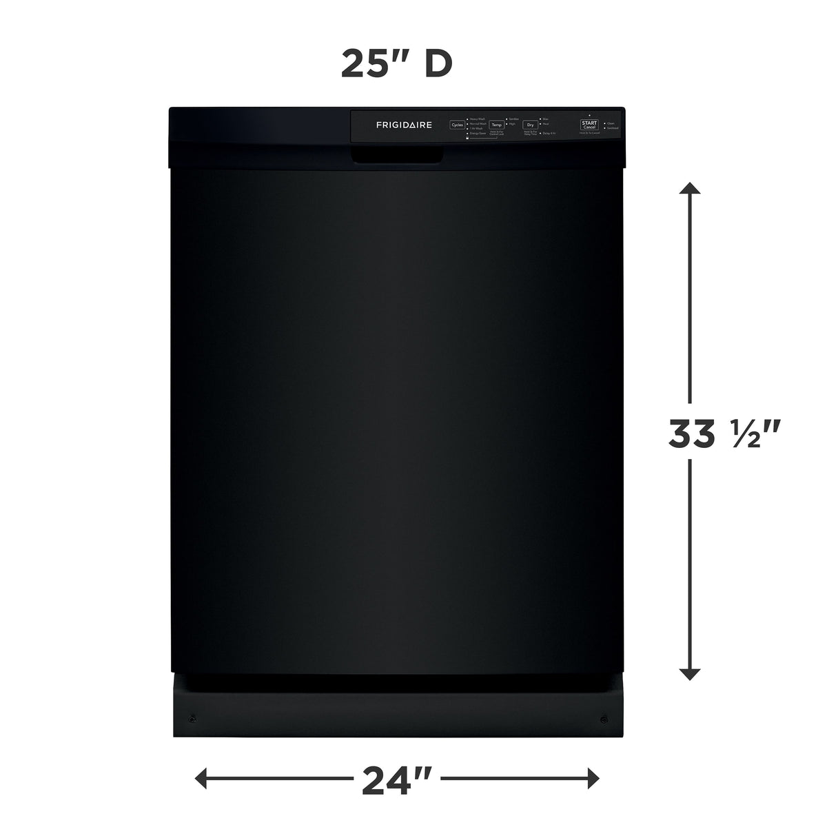 Frigidaire - 24" Front Control Built-In Plastic Tub Dishwasher with MaxDry, 54 dBA - Black