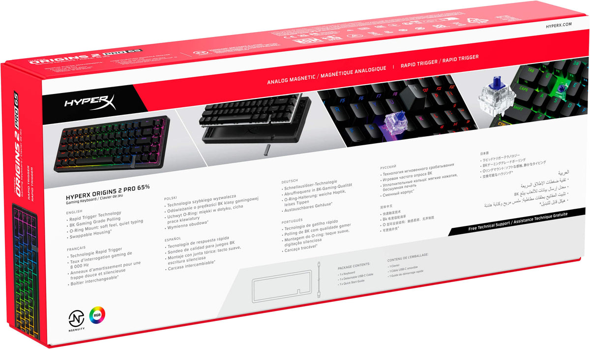 HyperX - Origins 2 Pro 65% Wired Magnetic Linear Switch Gaming Keyboard with RGB Back Lighting - Black