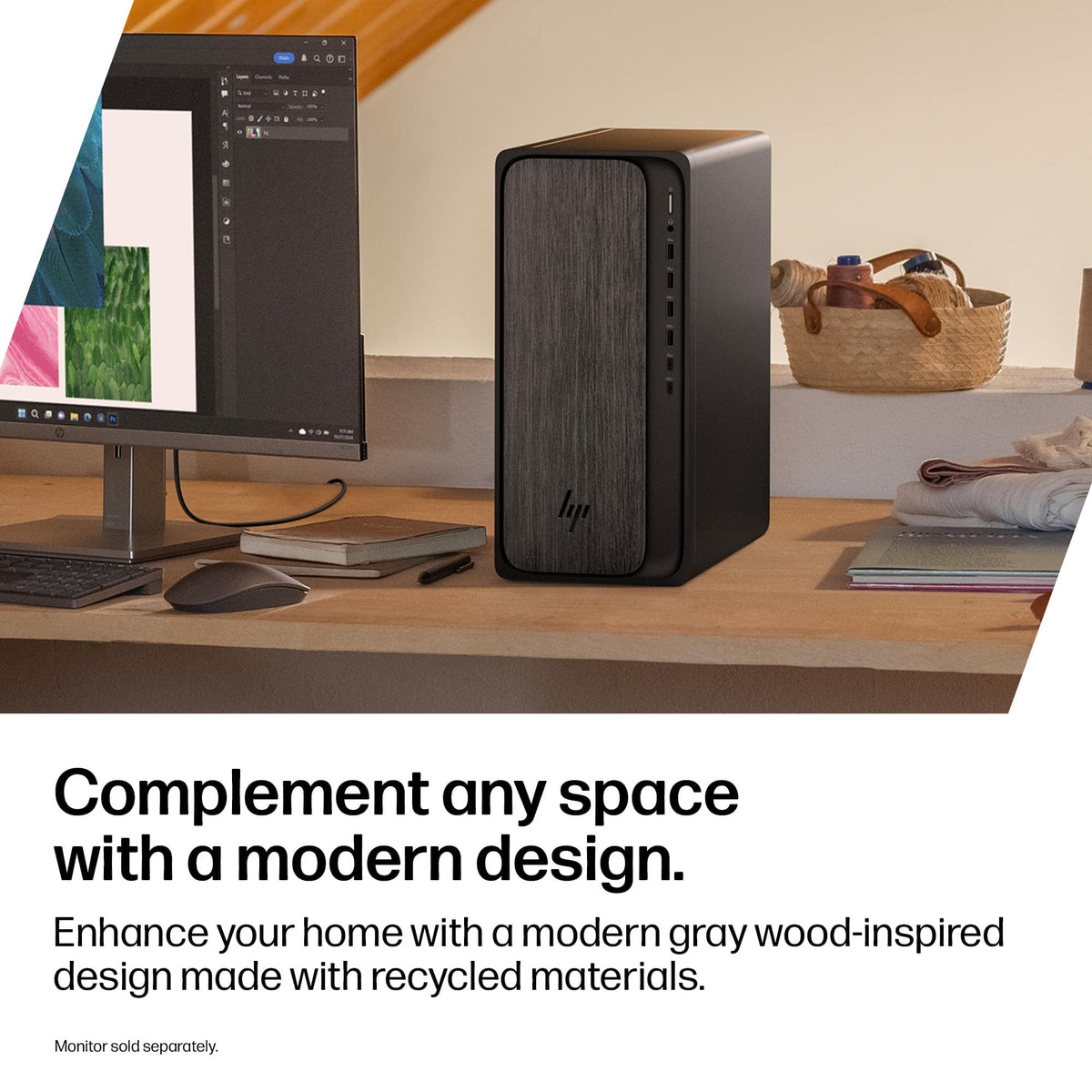 HP - OmniDesk Desktop - AMD Ryzen 5 8500G - 8GB DDR5 Memory - 512GB SSD - Gray Wood