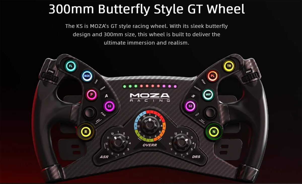 Moza Racing - KS Sim Racing GT Style Steering Wheel for Windows - Black