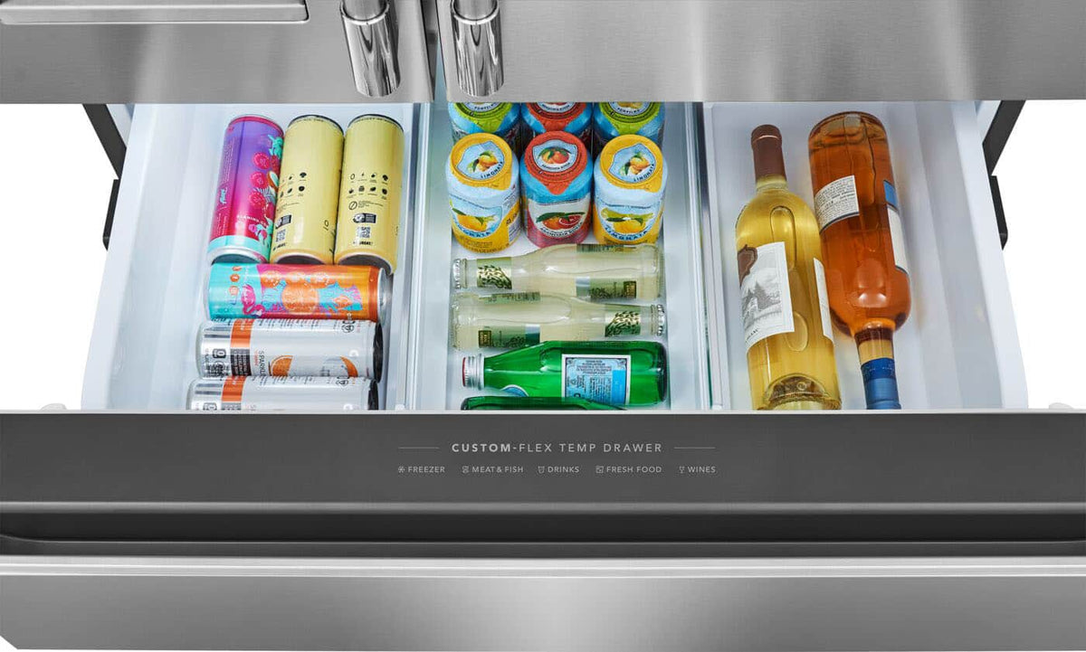 Frigidaire - Professional 36 in. Wide 21 Cu. Ft. Counter-Depth 4-Door French Door Refrigerator with Custom-Flex Temp Drawer - Stainless Steel