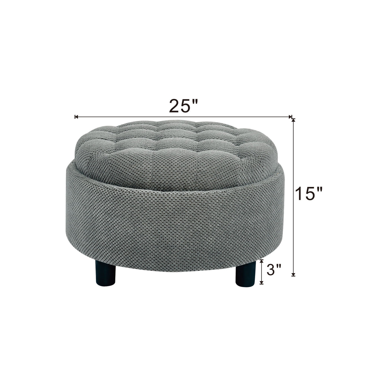 Mesa otomana redonda con almacenamiento