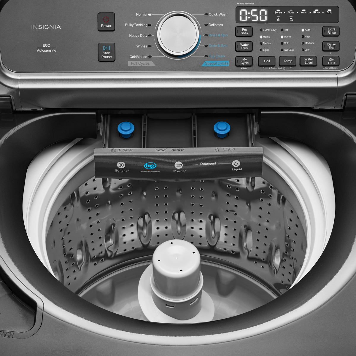 Insignia™ - 4.1 Cu. Ft. Top-Load Washer with ColdMotion Technology - Metallic Gray