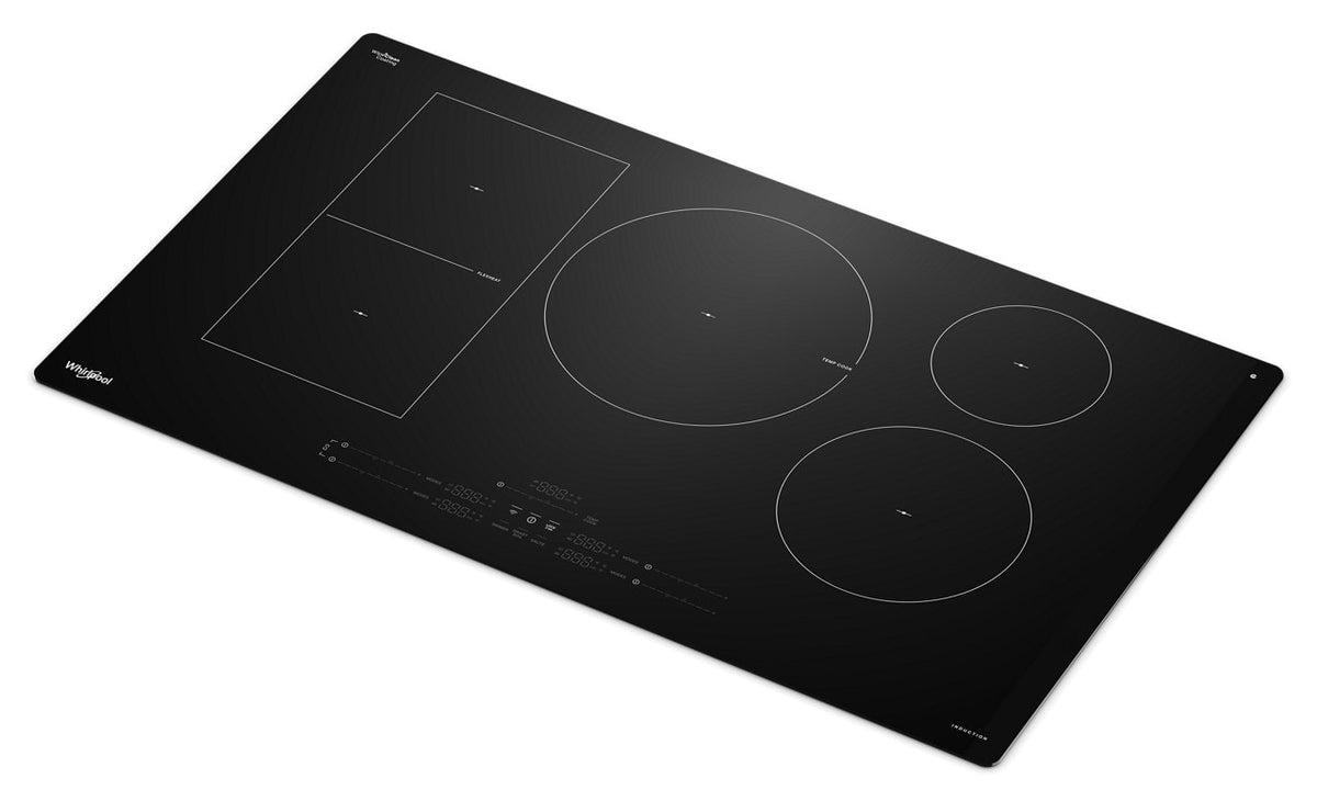 Whirlpool - 36 in. Wide 5 element Electric Induction Cooktop with Temp Cook Technology and WipeClean Coating - Black