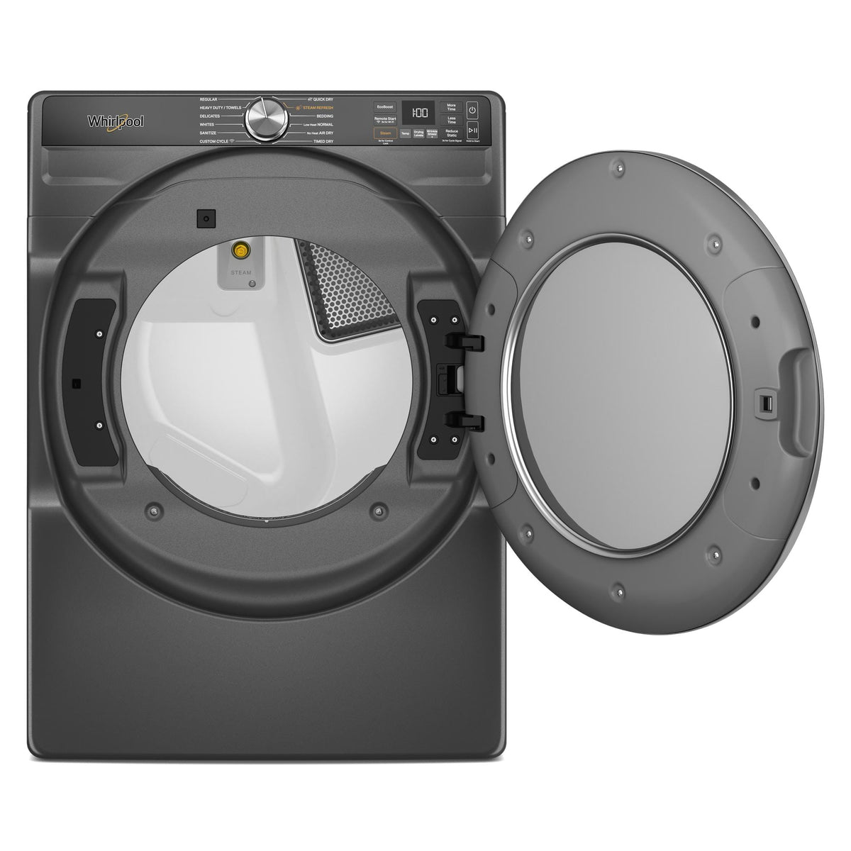 Whirlpool - 7.4 Cu. Ft. Smart Gas Dryer with Steam and Wrinkle Shield Option - Volcano Black