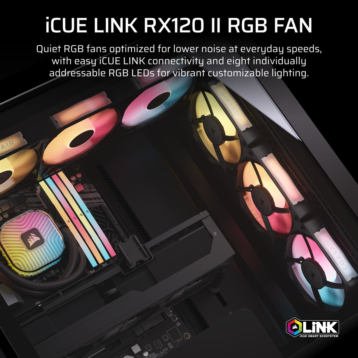 CORSAIR - iCUE LINK RX120 II RGB 120mm PWM Fan - Black