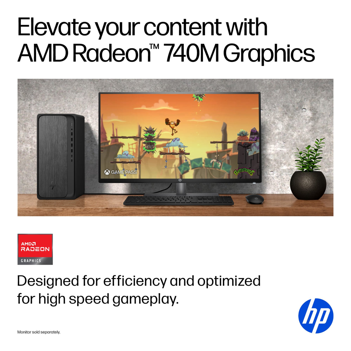 HP - OmniDesk Desktop - AMD Ryzen 3 8300G 2024 - 8GB DDR5 Memory - 256GB SSD - Gray Wood