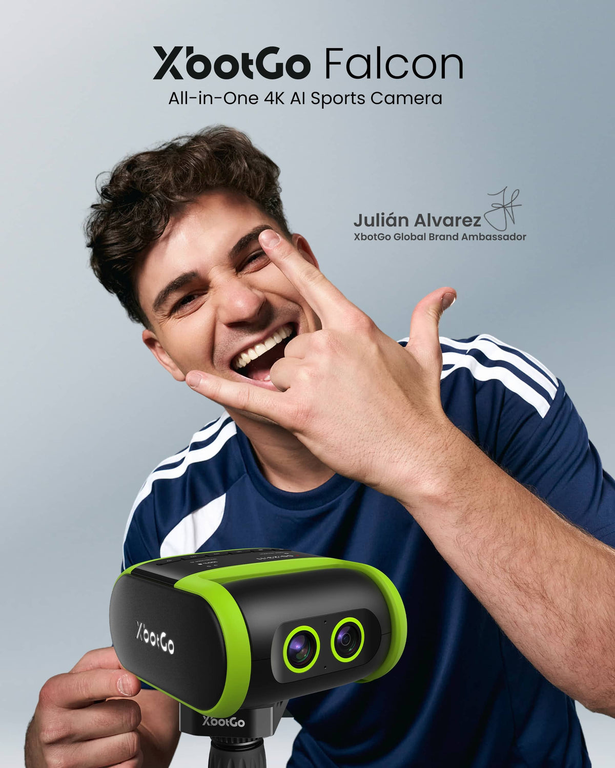 XbotGo - Falcon AI Sports Camera, 4K Auto-Tracking Action Cam for Team Sports, Dual Lens with Live Streaming, No Subscription - Edge Green