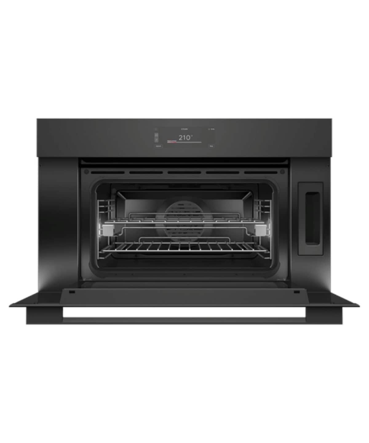 Fisher & Paykel - 30" 1.9 Cu. Ft. Single Combination Steam Oven, 6.8" Touchscreen - Compact - Minimal (Soft - Black