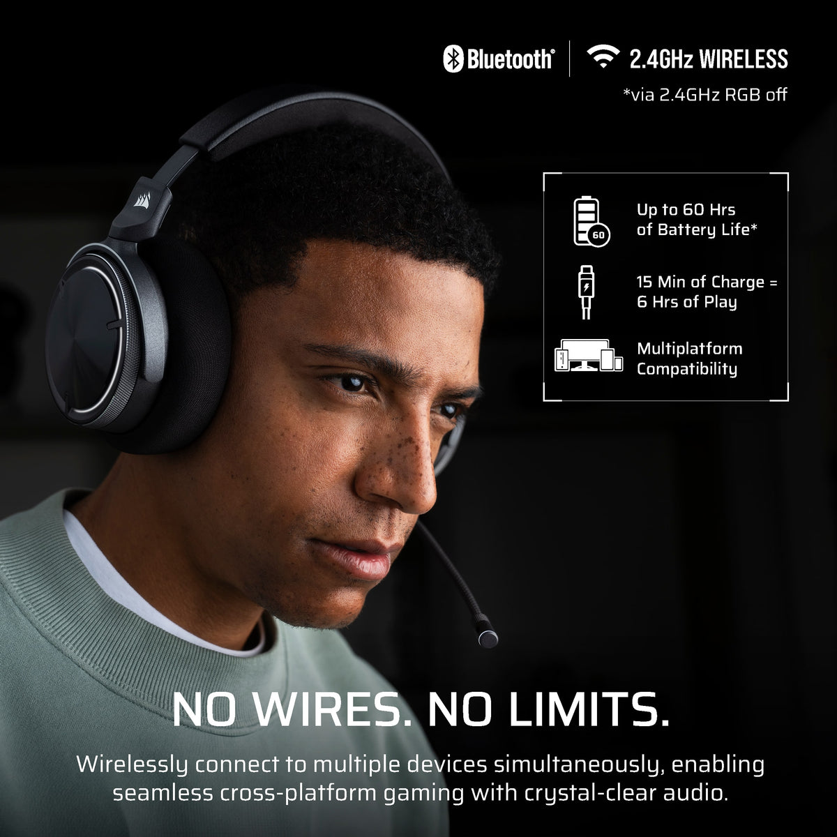 CORSAIR - VIRTUOSO MAX Over-the-Ear Wireless Gaming Headset for PC, Mac, PS5, PS4, Switch and Mobile - Carbon