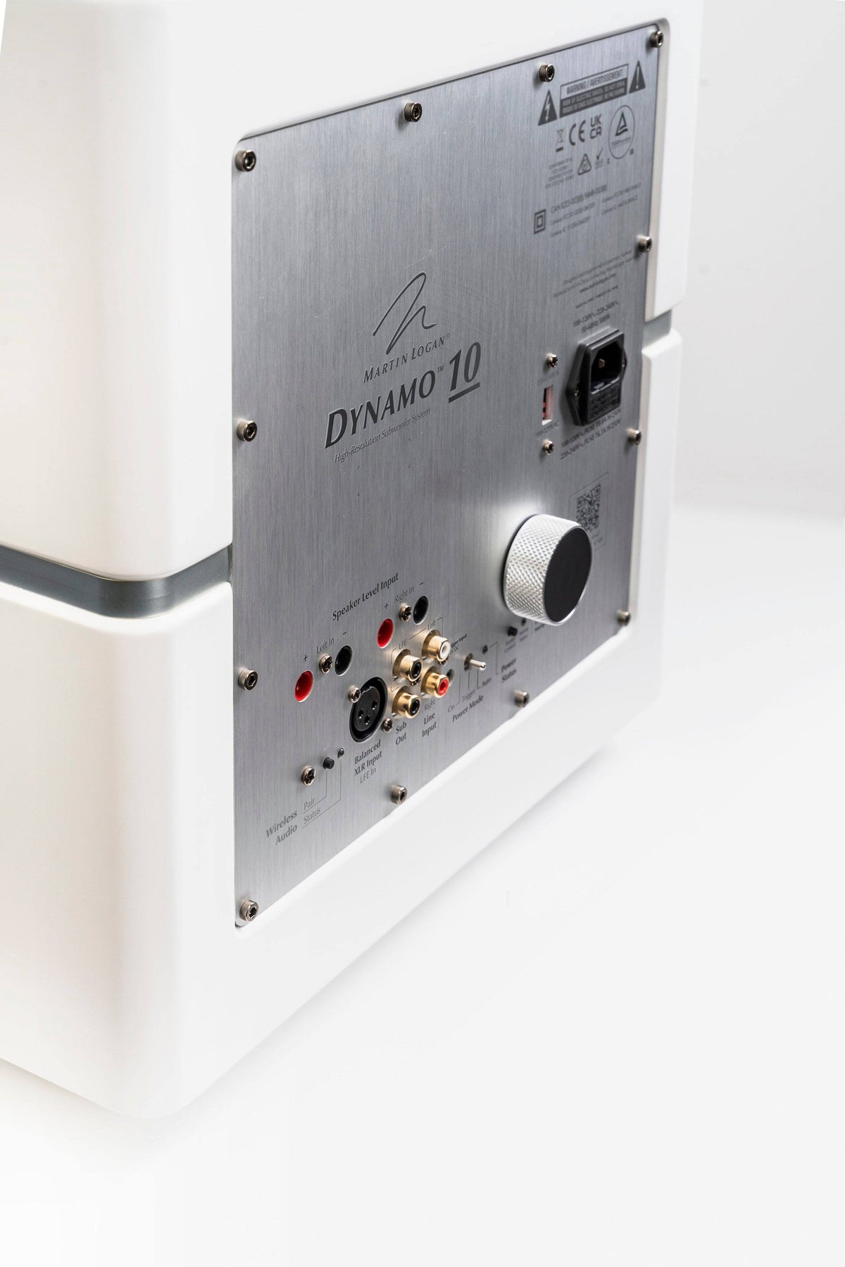 MartinLogan - Dynamo 10, 10” Sealed, Powered Subwoofer, with Magnitude MT-1kW Amplifier, Sub Control App, and Wireless Built-In - Satin White