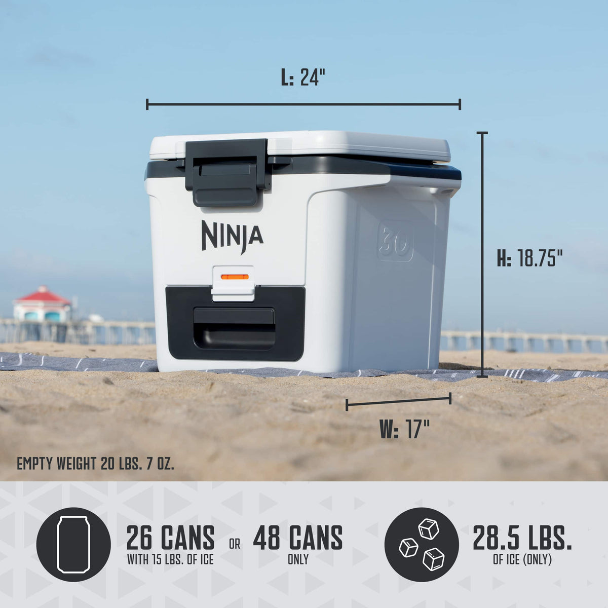 Ninja - FrostVault 30qt Hard Cooler with Dry Zone - Cloud White