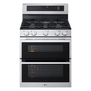 LG - 30-in Wide 6.9 Cu. Ft. Slide-In Double Oven Gas True Convection Smart Range with 5 Burners and UltraHeat 20K BTU Burner - Stainless Steel