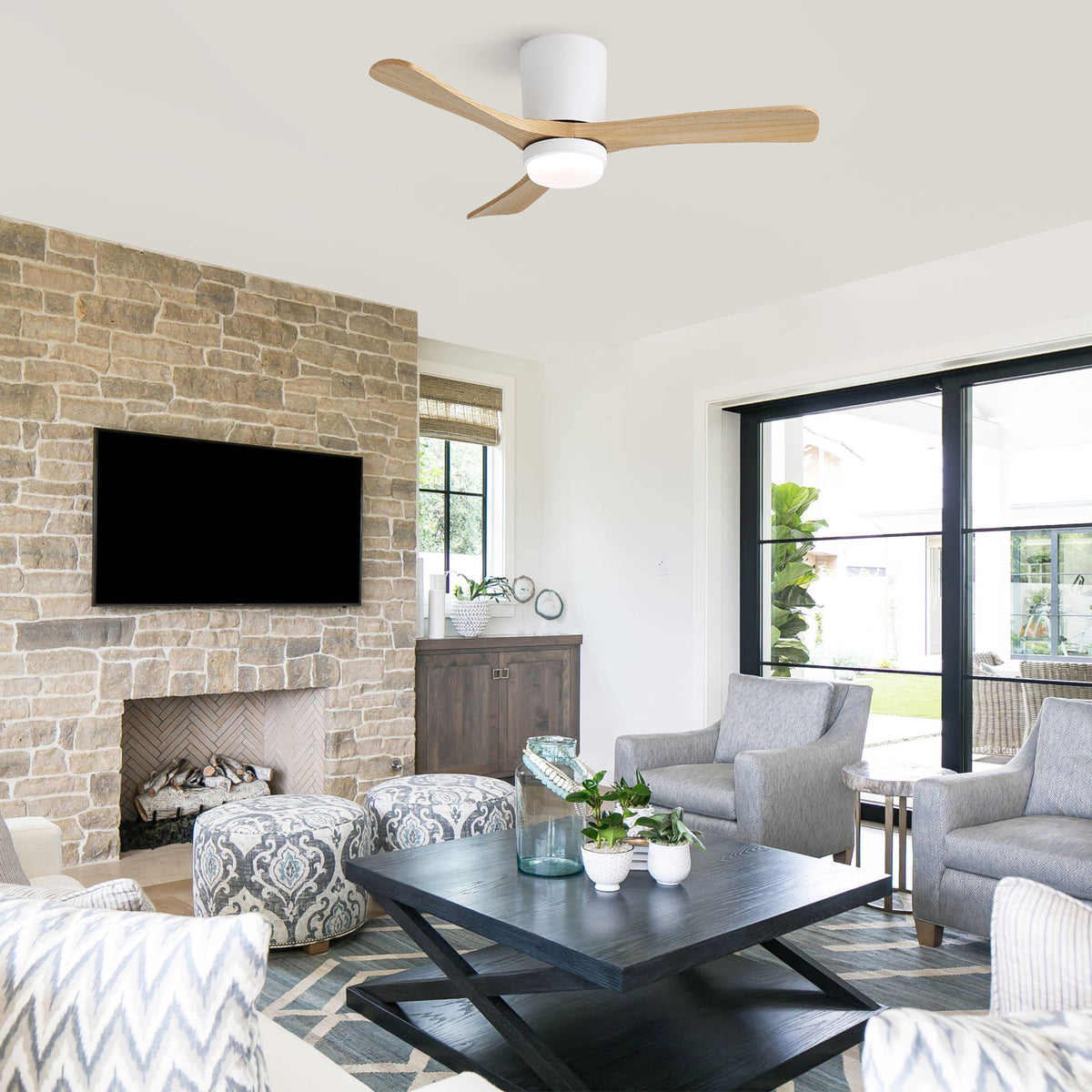 42" Ceiling Fan With DC Motor, Dimmable LED Light, Timer & Memory