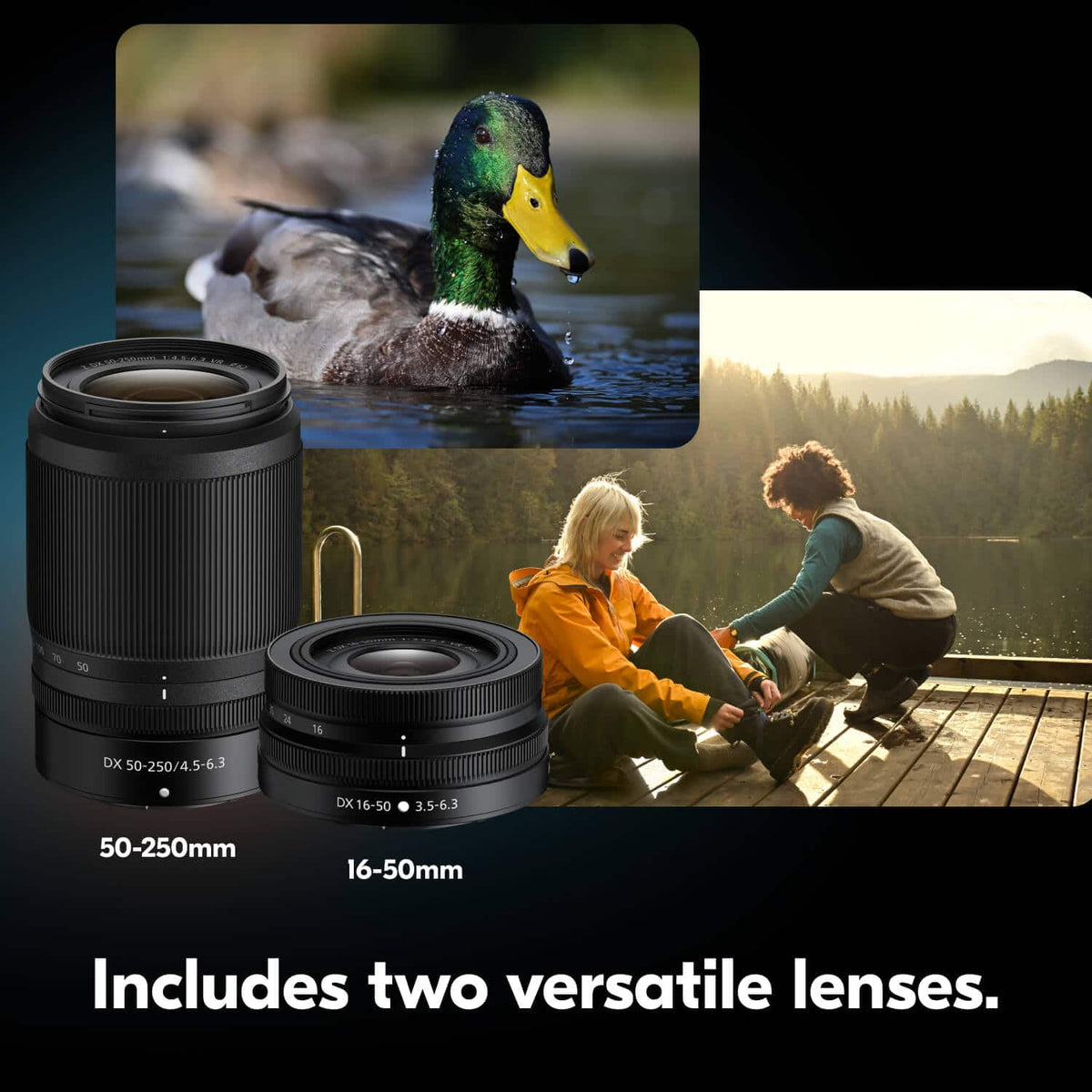 Nikon - Z50II Mirrorless Camera Two Lens Kit with NIKKOR Z DX 16-50mm f/3.5-6.3 VR and NIKKOR Z DX 50-250mm f/4.5-6.3 VR Lenses - Black