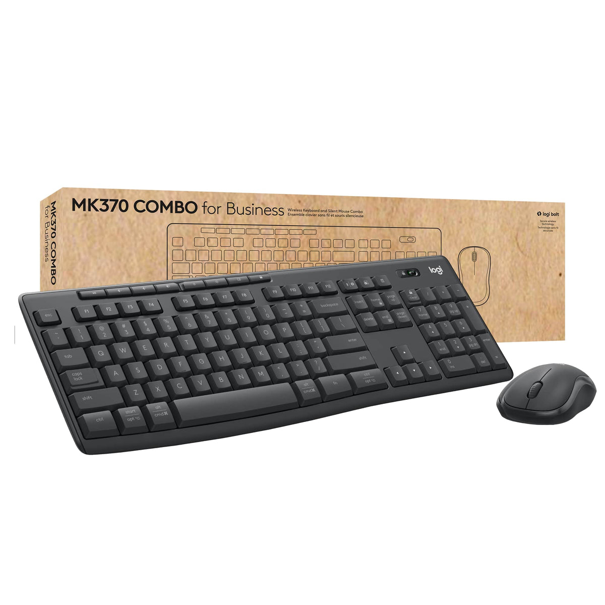 Logitech - MK370 Combo for Business Full-Size Wireless Membrane Keyboard and Mouse Bundle with Secure Logi Bolt USB Connection - Graphite