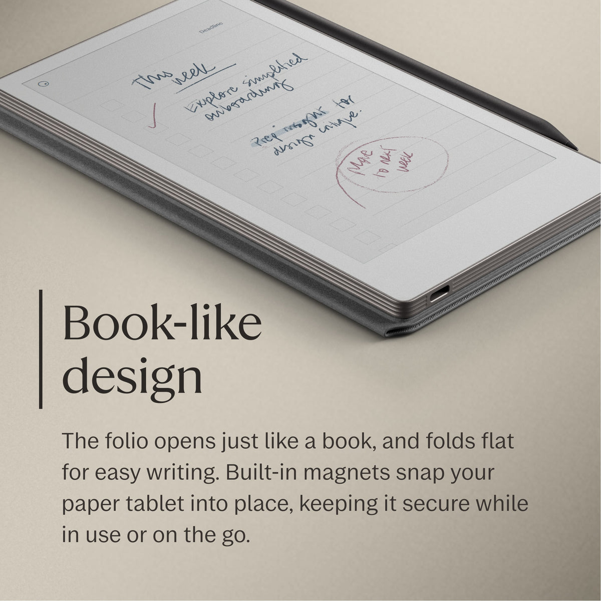 reMarkable - Paper Pro Move - Polymer weave Book Folio for your 7.3'' paper tablet - Gray
