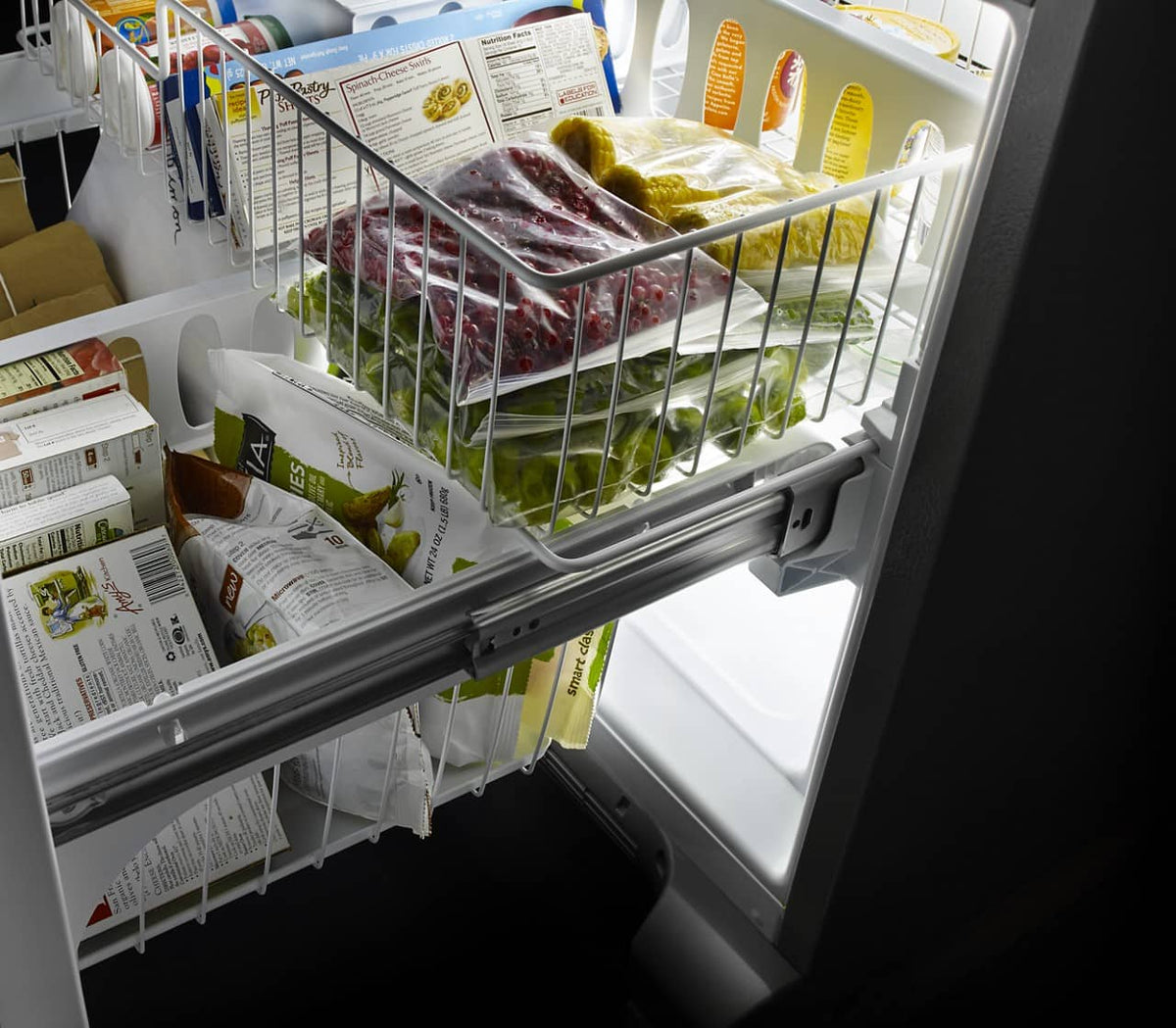 Whirlpool - 33 in. Wide 22 cu. ft. French Door Refrigerator with Humidity-Controlled Crispers - Black