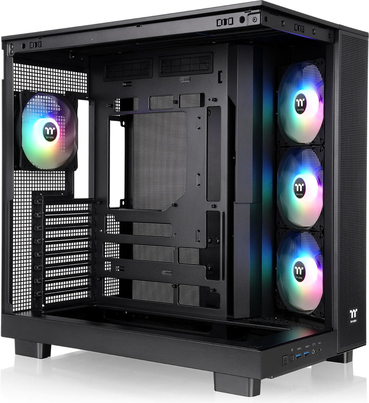 Thermaltake - View 380 XL TG ARGB Dual-Chamber Chassis with Hidden-Connector Motherboard Support ATX Mid Tower PC Case - Black