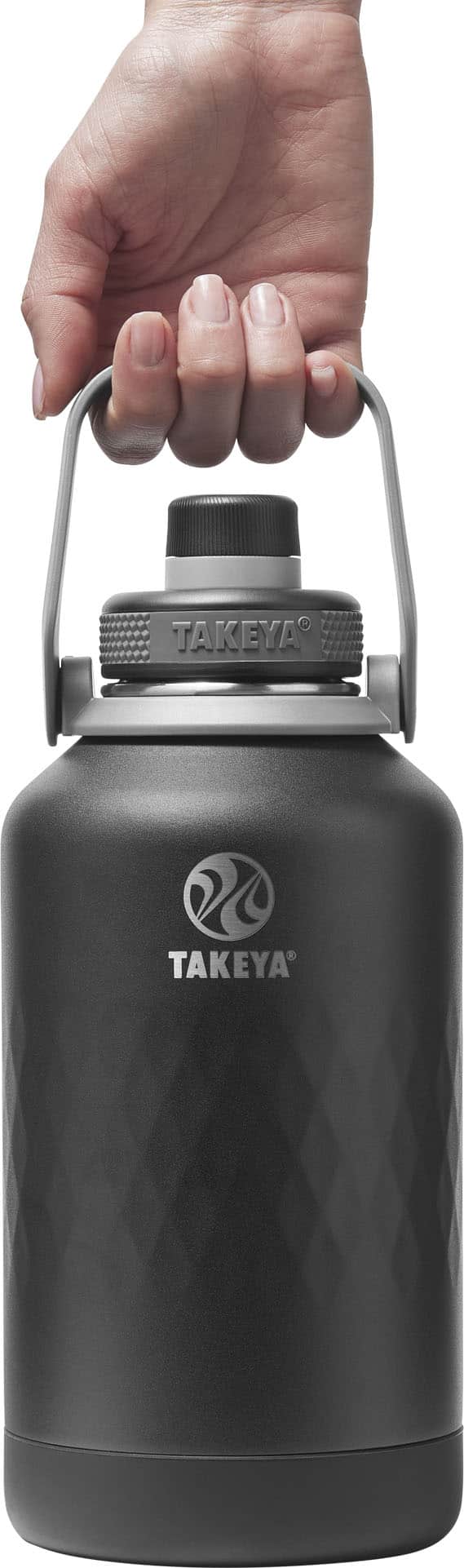 Takeya - Sport 64-oz. Wide Handle Leakproof Water Bottle with Spout Lid - Obsidian