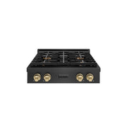 ZLINE - 30 in. Wide 4 Burner AutographParamount DuoPro Gas Rangetop in Black Satin Steel and Bronze Accents (PSRTBSZ-30-CB) - Black Satin Stainless Steel