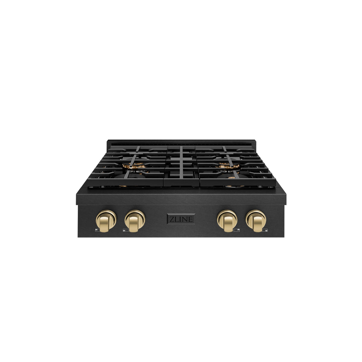 ZLINE - 30 in. Wide 4 Burner AutographParamount DuoPro Gas Rangetop in Black Satin Steel and Bronze Accents (PSRTBSZ-30-CB) - Black Satin Stainless Steel