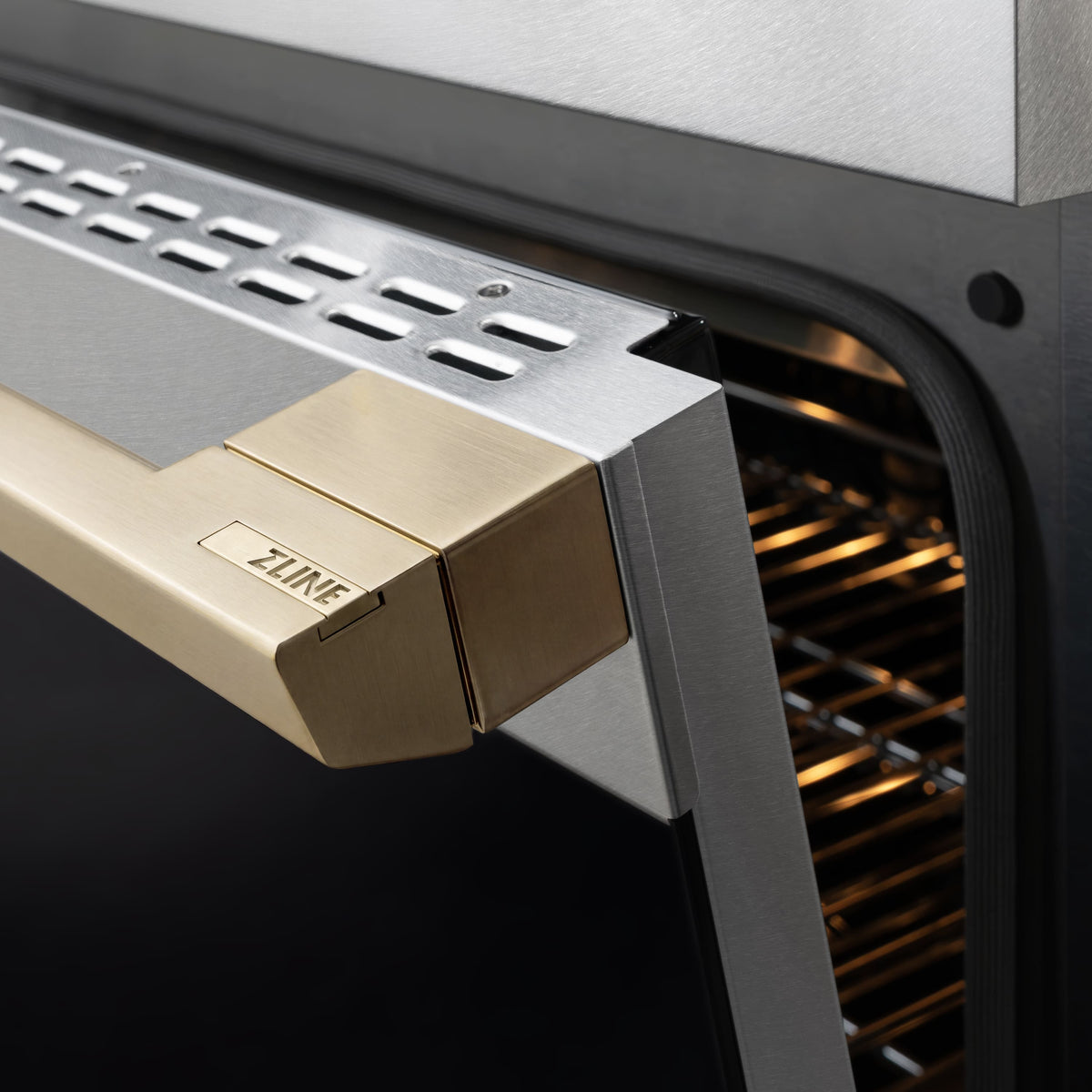 ZLINE - Autograph 48 in. 6.7 cu. ft. Marino Freestanding DuoPro Dual Fuel Range in Satin Stainless Steel and Bronze Accents - Satin Stainless Steel