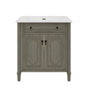 Vintage Bathroom Vanity With Sink, Rustic Cabinet With Soft Close Doors