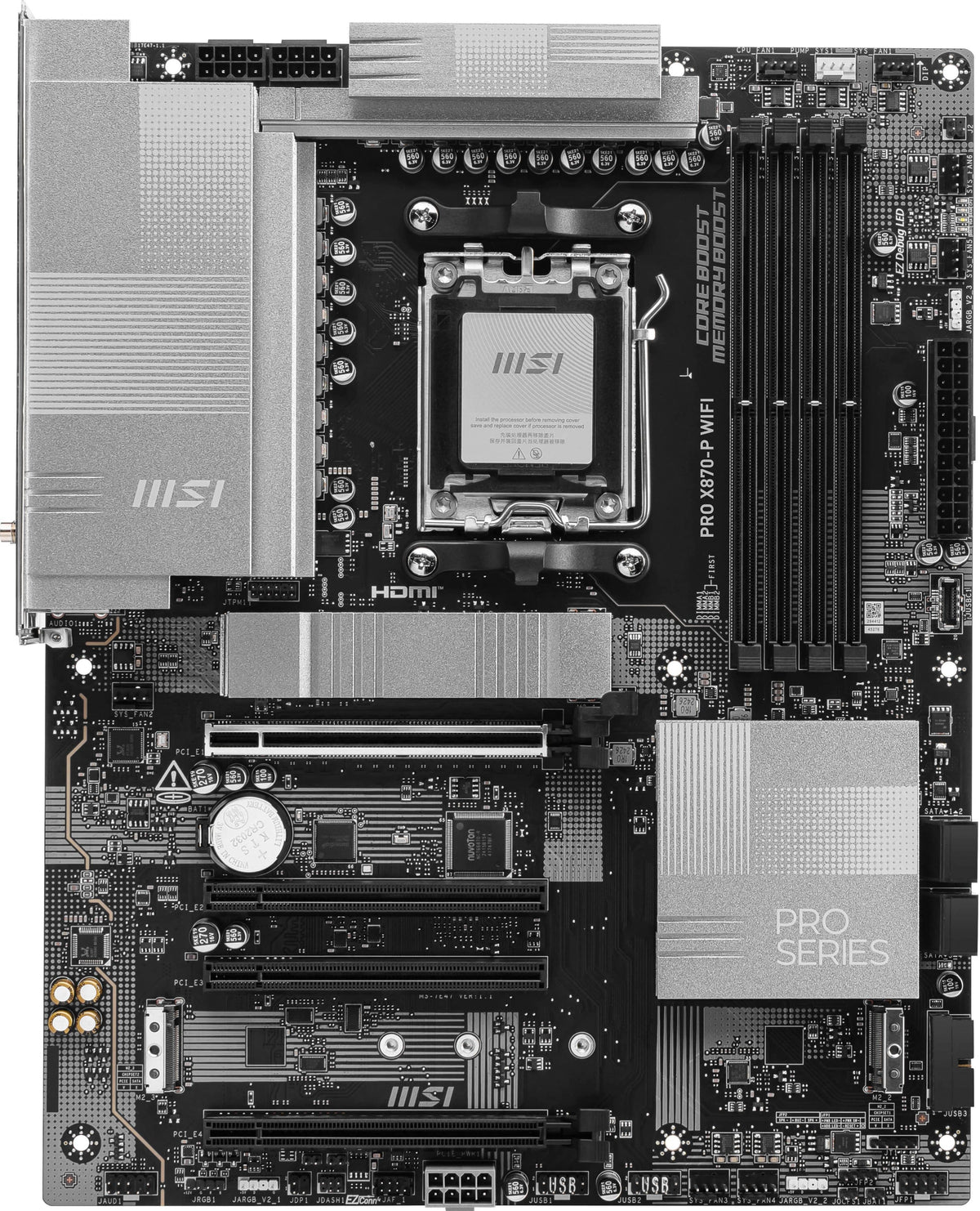 MSI - PRO X870-P WIFI (Socket AM5) AMD X870 ATX DDR5 Wi-Fi 7 Motherboard - Black
