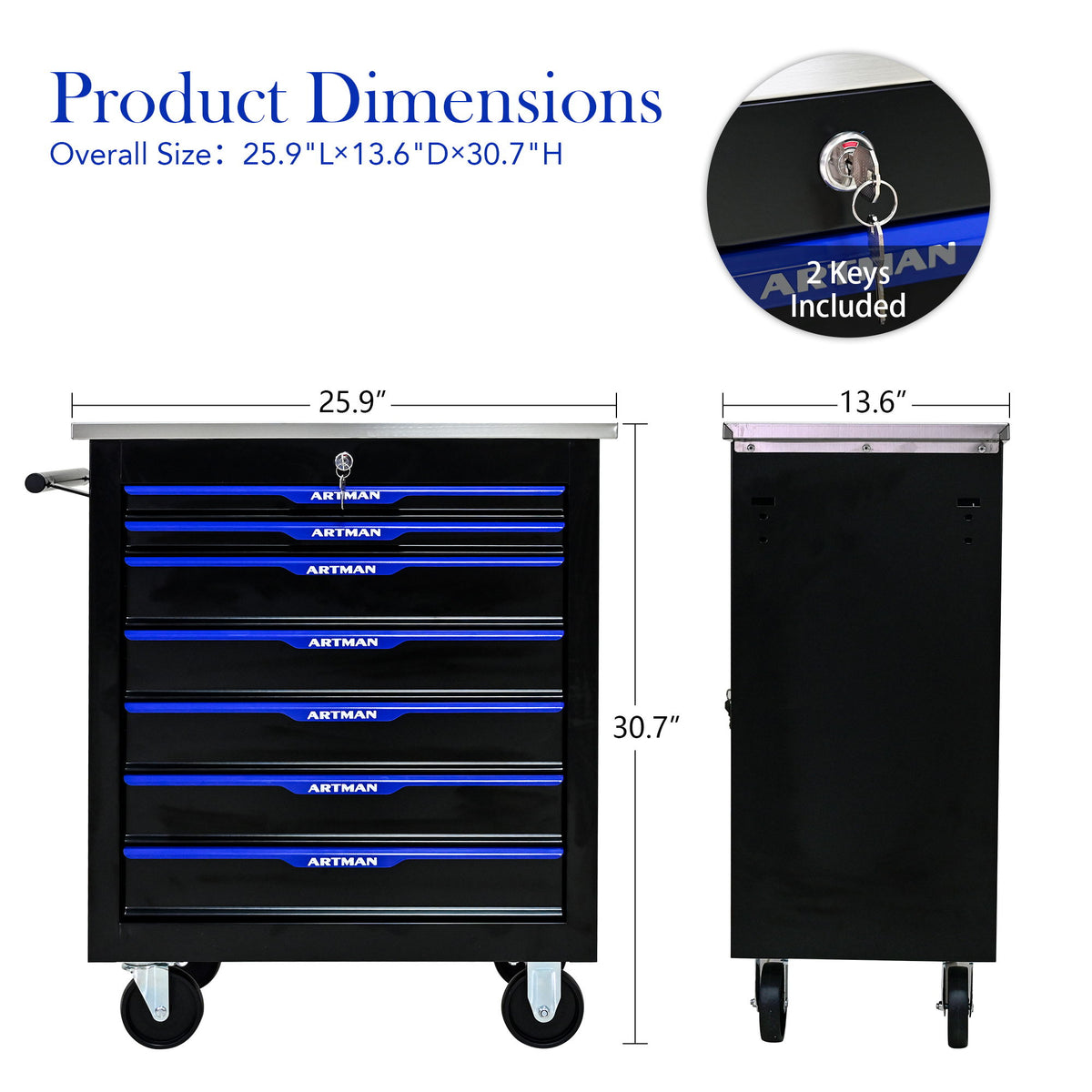 Drawer Multifunctional Tool Cart With Wheels