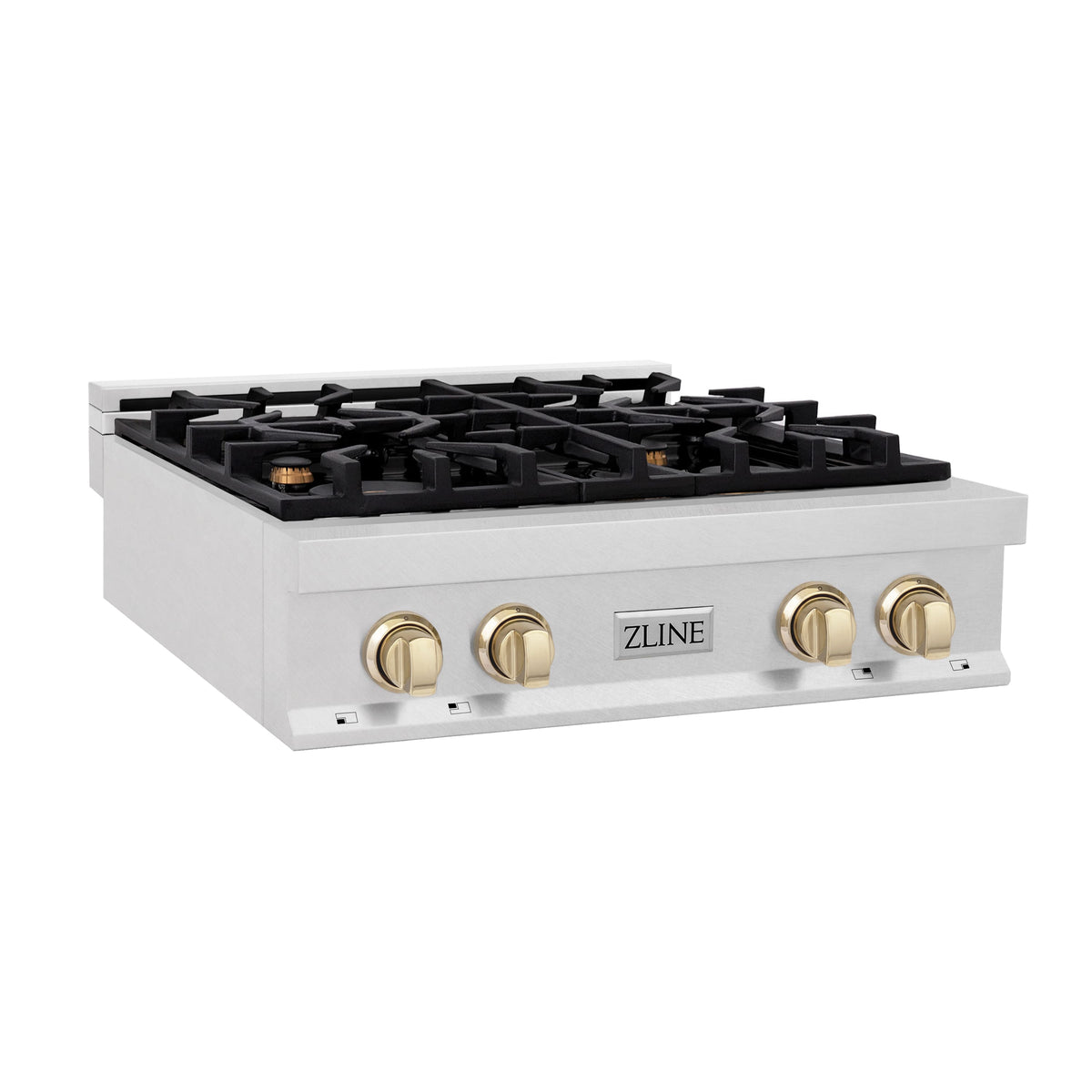 ZLINE - Autograph 30 in. Legacy Gas Rangetop with 4 Burners in Satin Steel with Gold Accents - Satin Stainless Steel