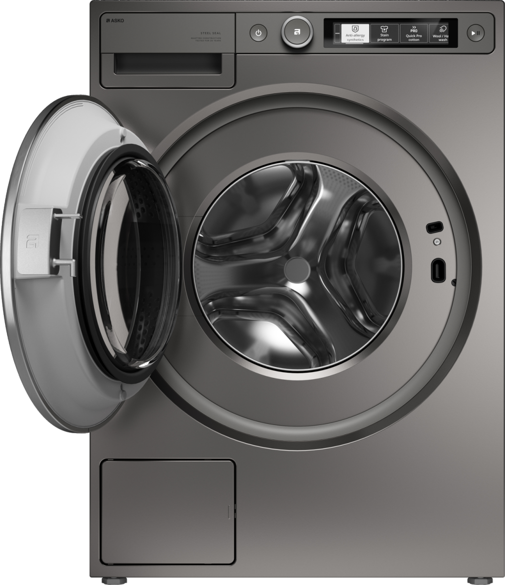 Asko - 2.8 Cu.Ft. High-Efficiency Front Load Washer, Auto Dose, Steel Seal, 24.3 lb capacity, 1400 RPM max spin, Stackable - Titanium