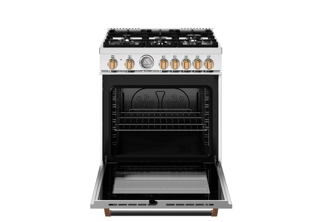 Bertazzoni - 30" Master Series Dual Fuel Range - Nero Matt/Gold - Black