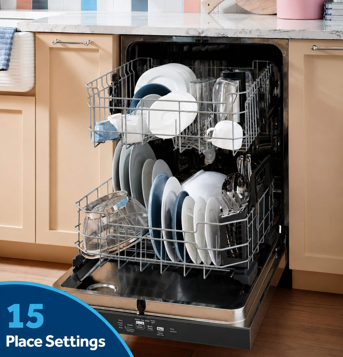 GE - ENERGY STAR 24" Top Control Built-In Stainless Steel Tub Dishwasher with Sanitize Cycle and Dry Boost, 48 dBA - Stainless Steel