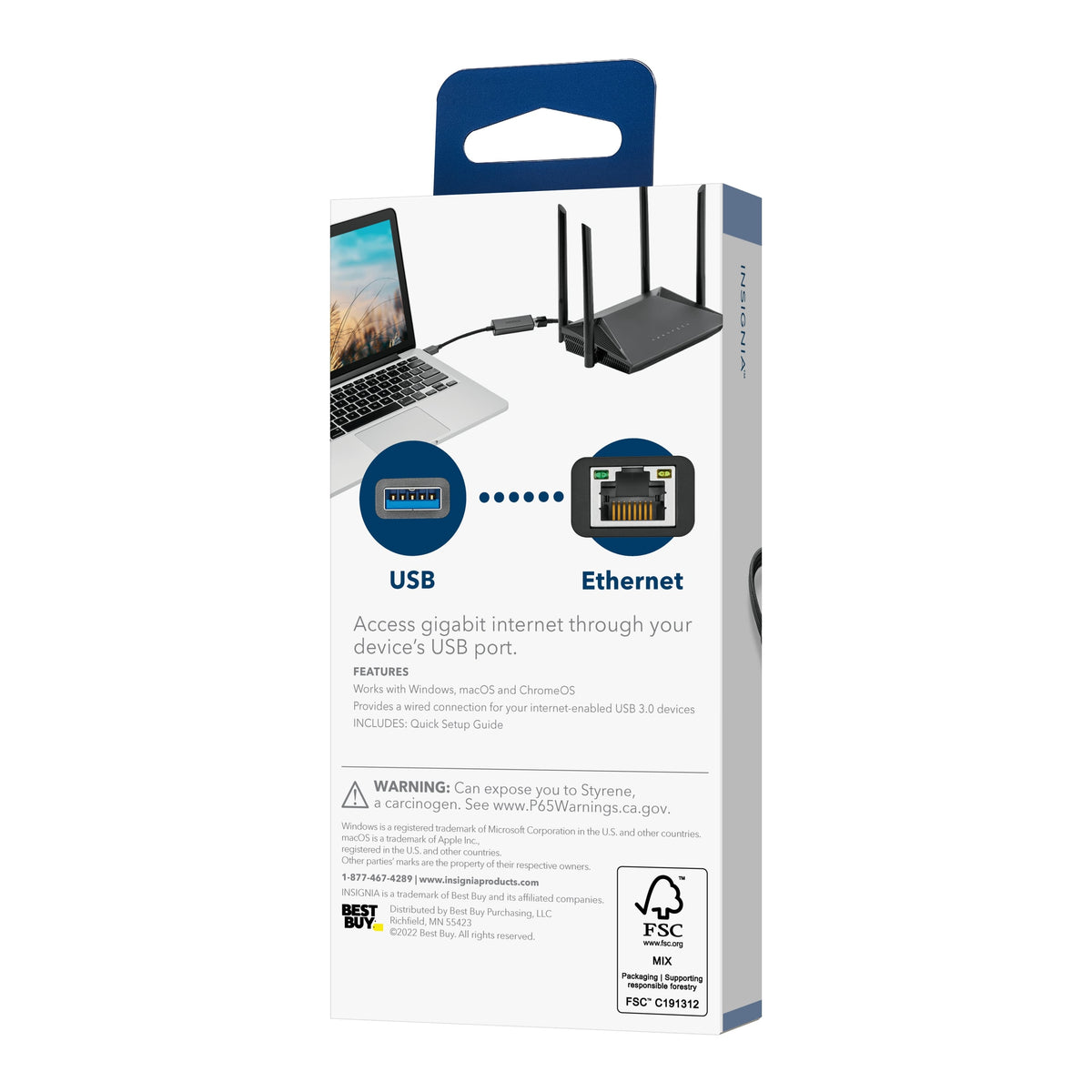 Insignia™ - USB to Ethernet Adapter - Black