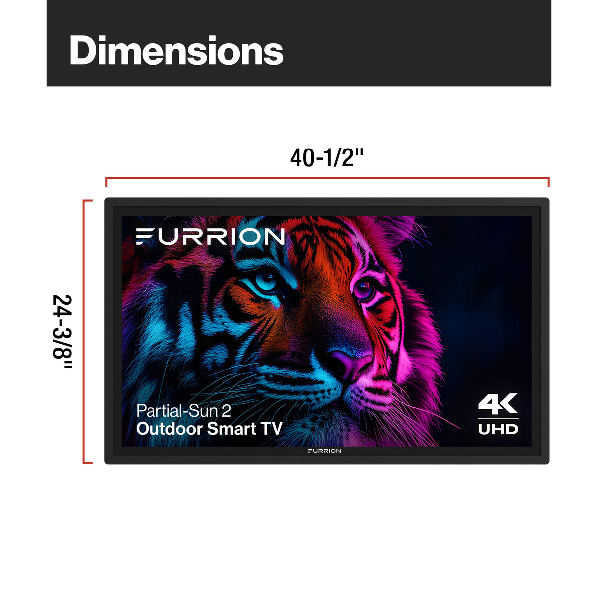 Furrion - Aurora 43" Partial-Sun 2 Outdoor Smart 4K LED Impact-Resistant Screen WiFi-Boosting Antennas 750 Nit