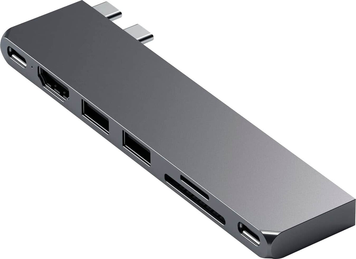 Satechi - PRO Hub Slim USB-C Hub 7-in-1 w/ USB 4 Port, 4K HDMI, USB3.2 Gen 2, SD/TF Card Reader, and 100W USB C PD for Mac - Space Gray