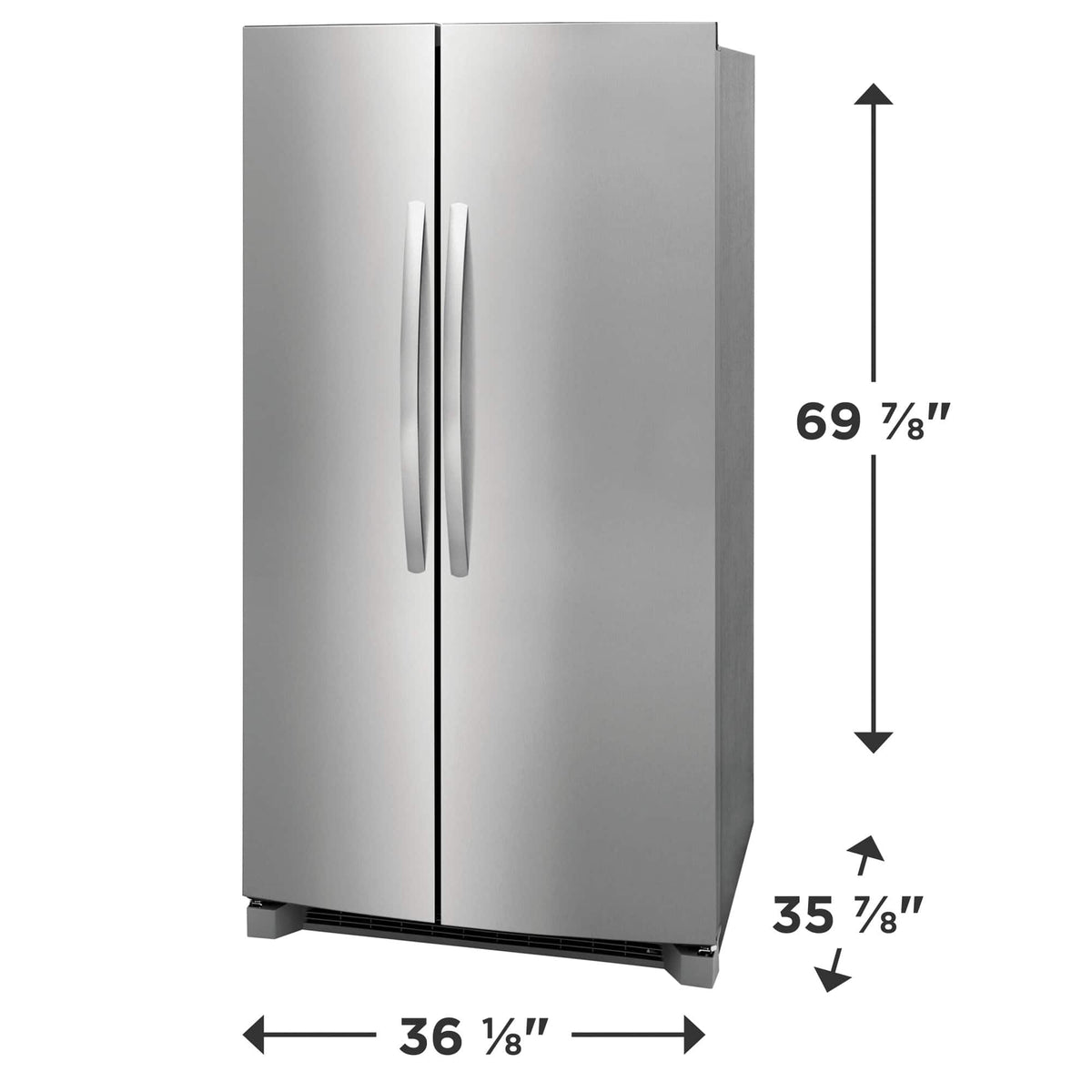 Frigidaire - 36 in. Wide 26 Cu. Ft. Standard Depth Side-by-Side Refrigerator with CrispSeal Crispers - Smudge Proof Stainless Steel