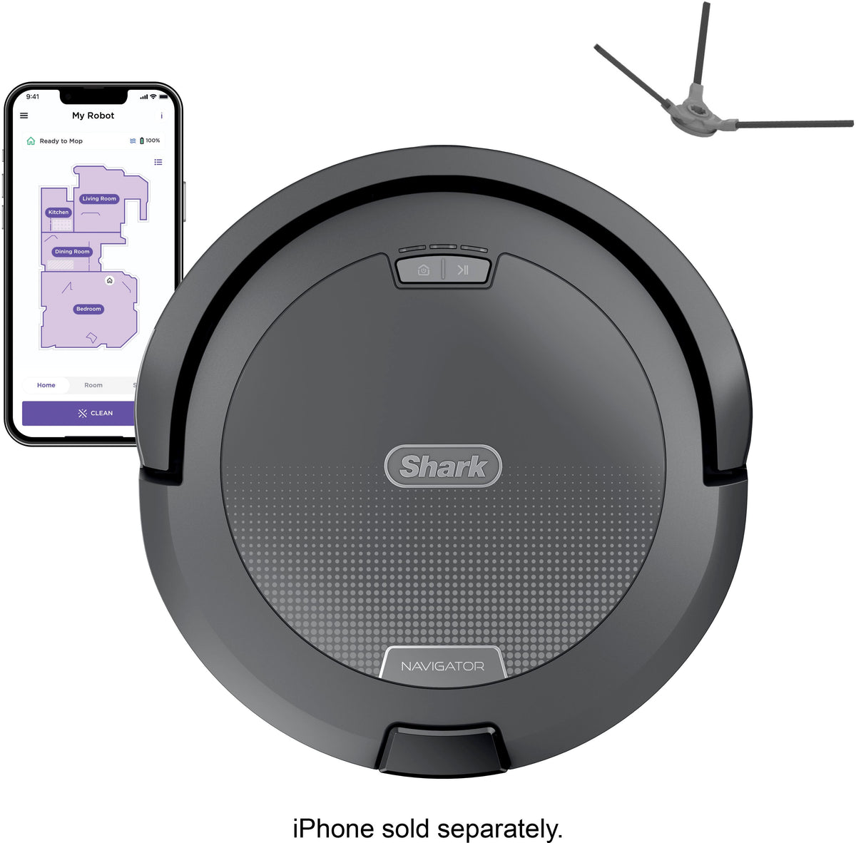 Shark - Navigator Robot Vacuum with SmartPath Navigation and Self-Cleaning Brushroll - Steel Grey
