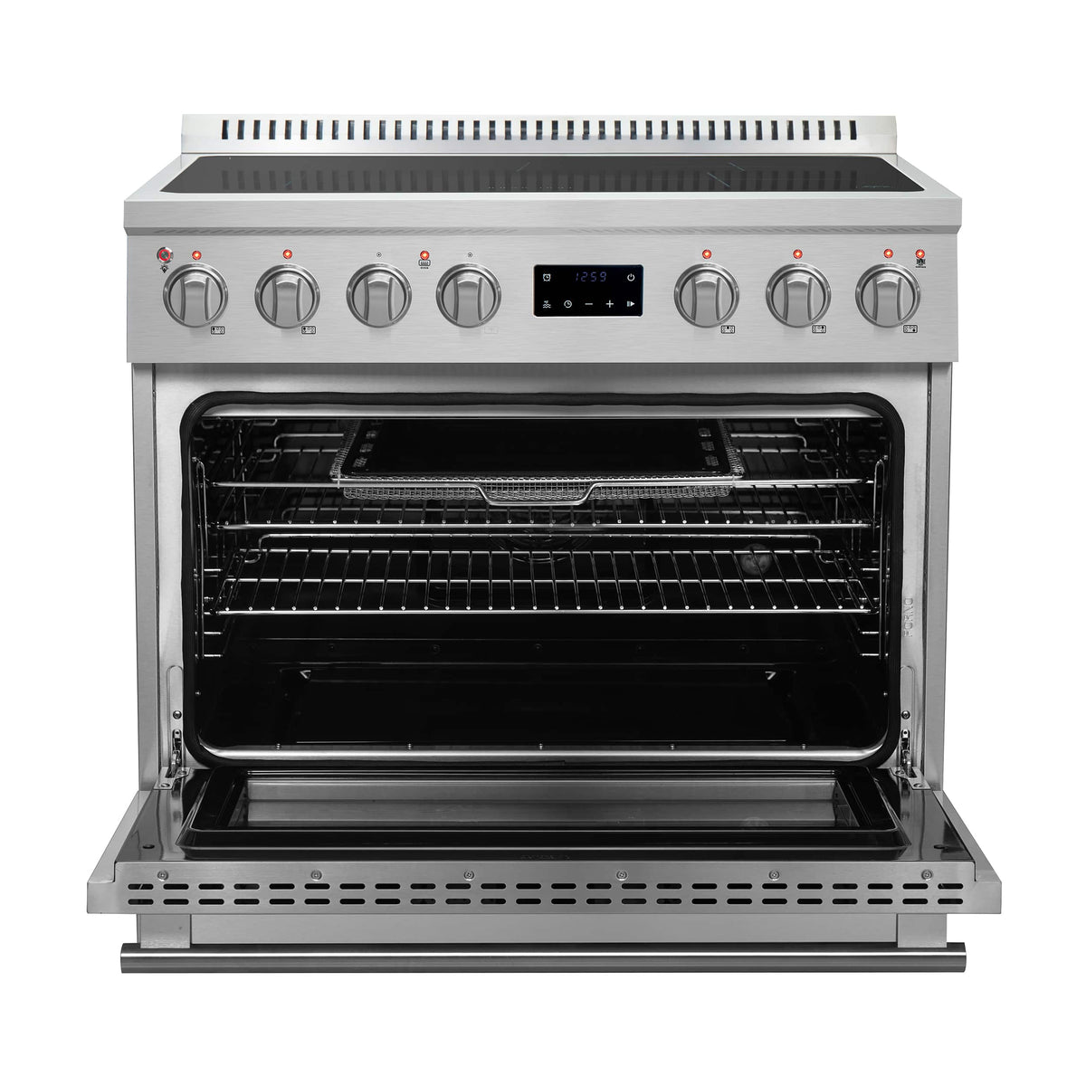 Forno Appliances - 36 in. Wide 0 Elements Torino 5.36 Cu. Ft. Freestanding Induction True Convection Range - Silver