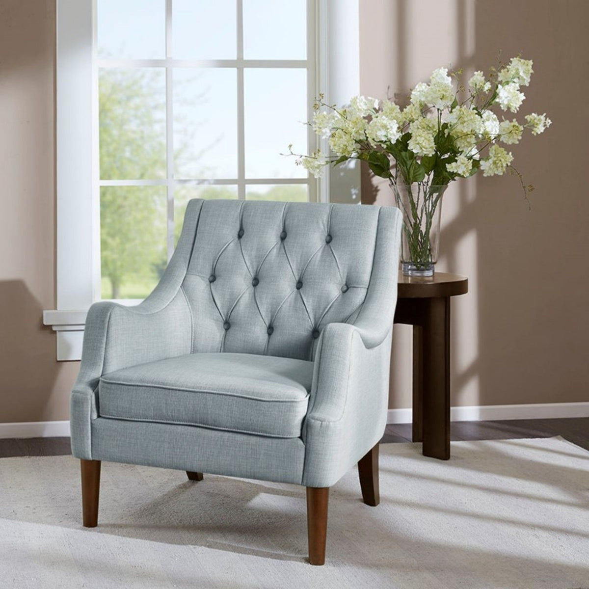 Button Tufted Accent Chair Vintage Style