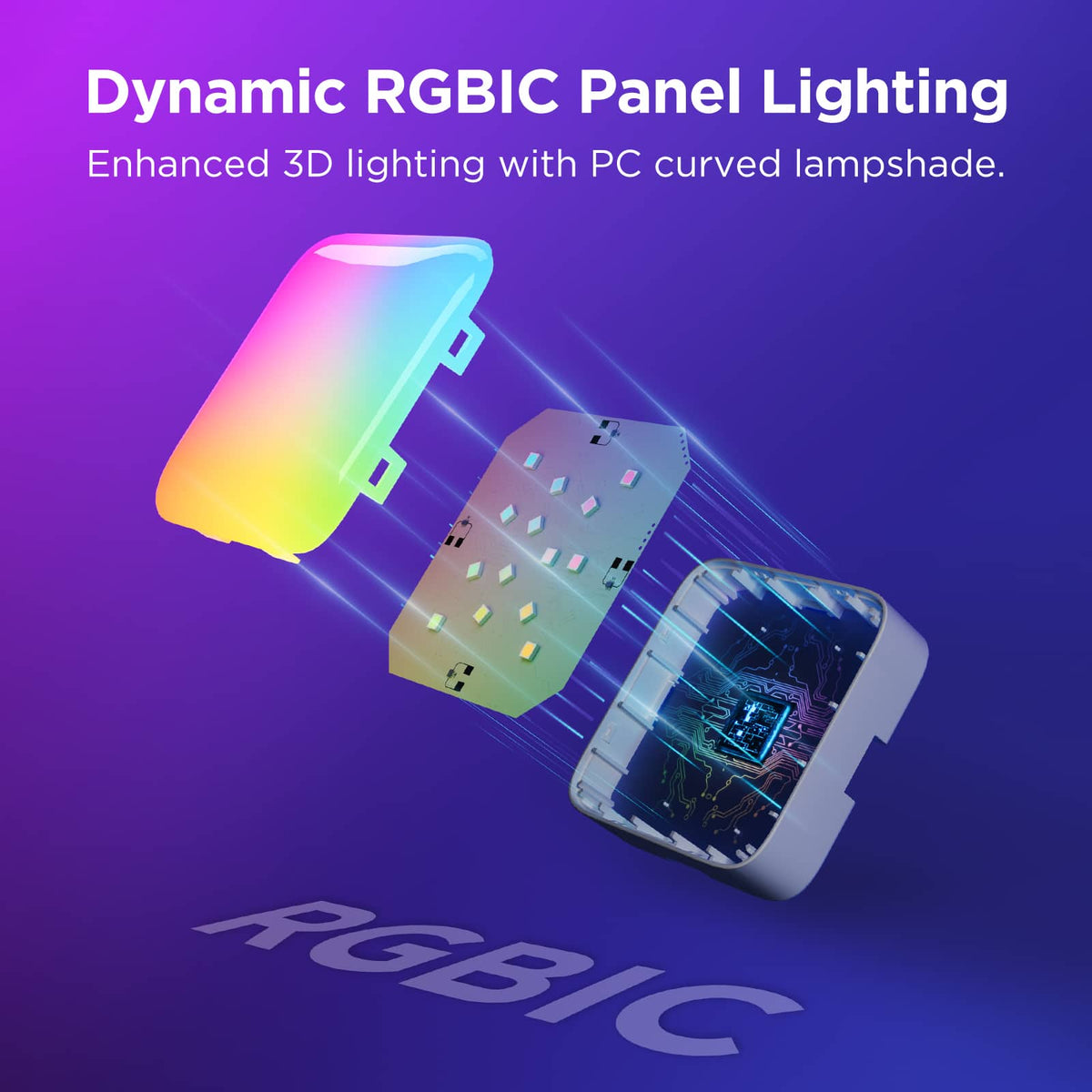 Govee - Smart Mini Panel Lights 10 Packs - RGBIC - Multi