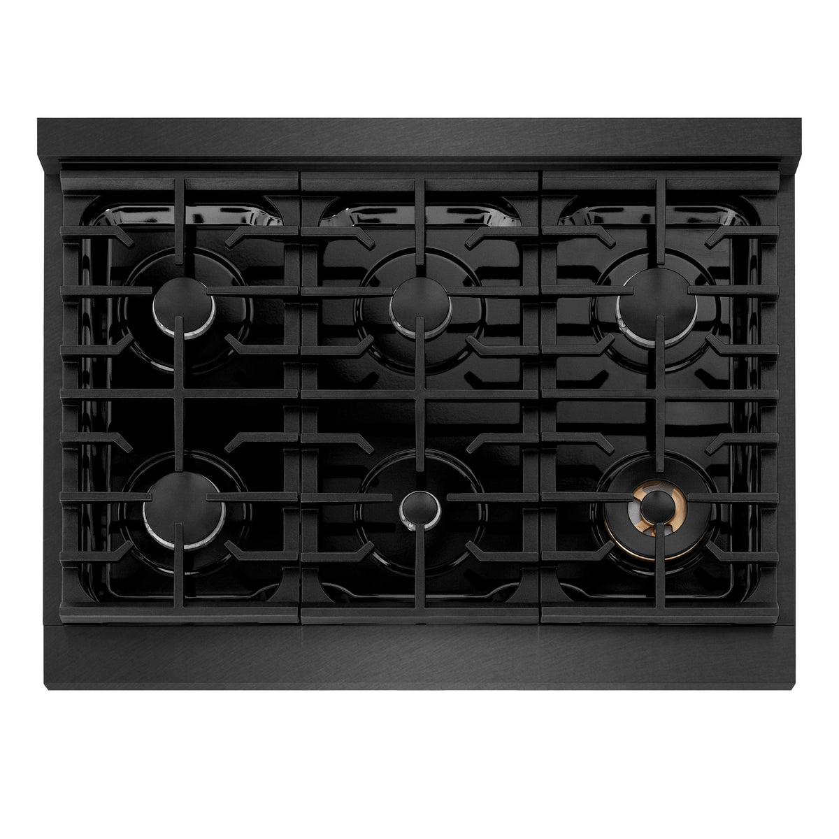 ZLINE - 36 in. Wide 6 Burner 5.2 cu. ft. Manual Clean Freestanding Gas Range and Convection Oven in Black Satin Stainless Steel - Black Satin Stainless Steel