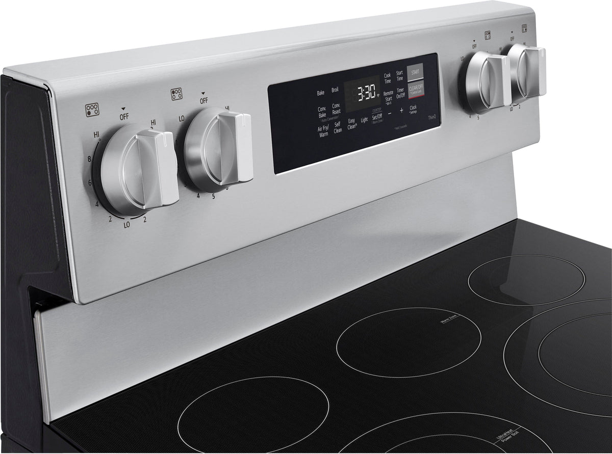 LG - 30-in Wide 6.3 Cu. Ft. Freestanding Electric True Convection Smart Range with 5 Elements, Air Fry and UltraHeat Element - Stainless Steel