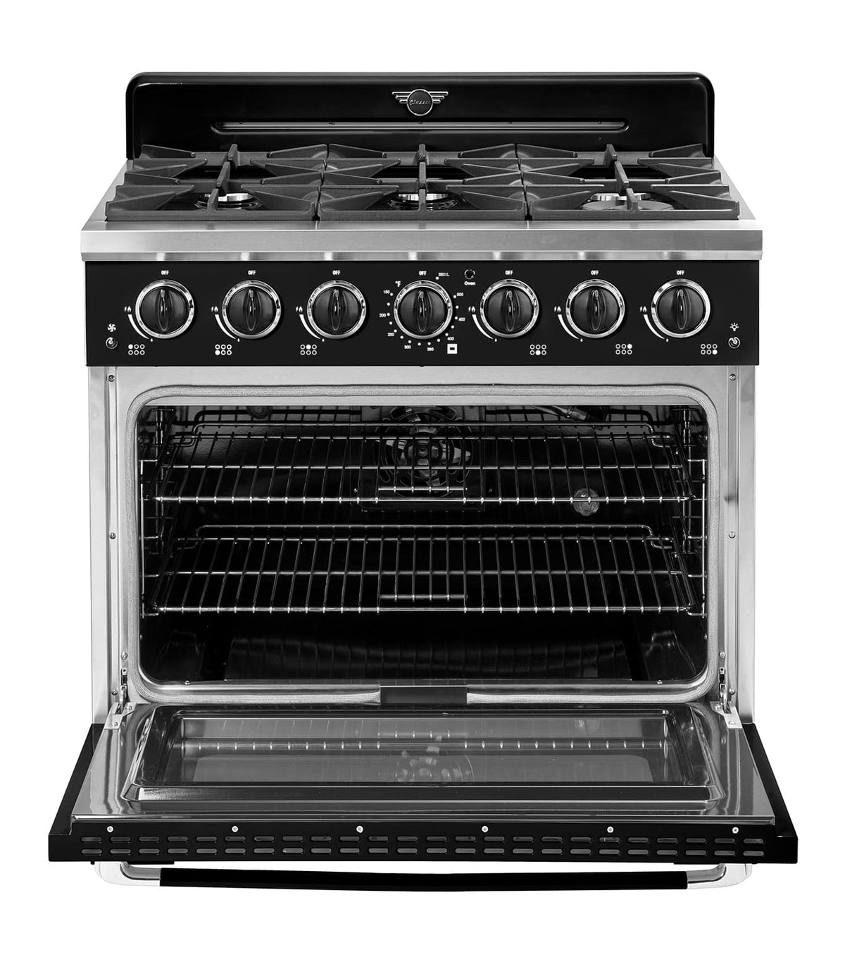Unique Appliances - 36 in. Wide 6 Burner Classic Retro 5.2 Cu. Ft. Freestanding Gas Convection Range - Midnight Black