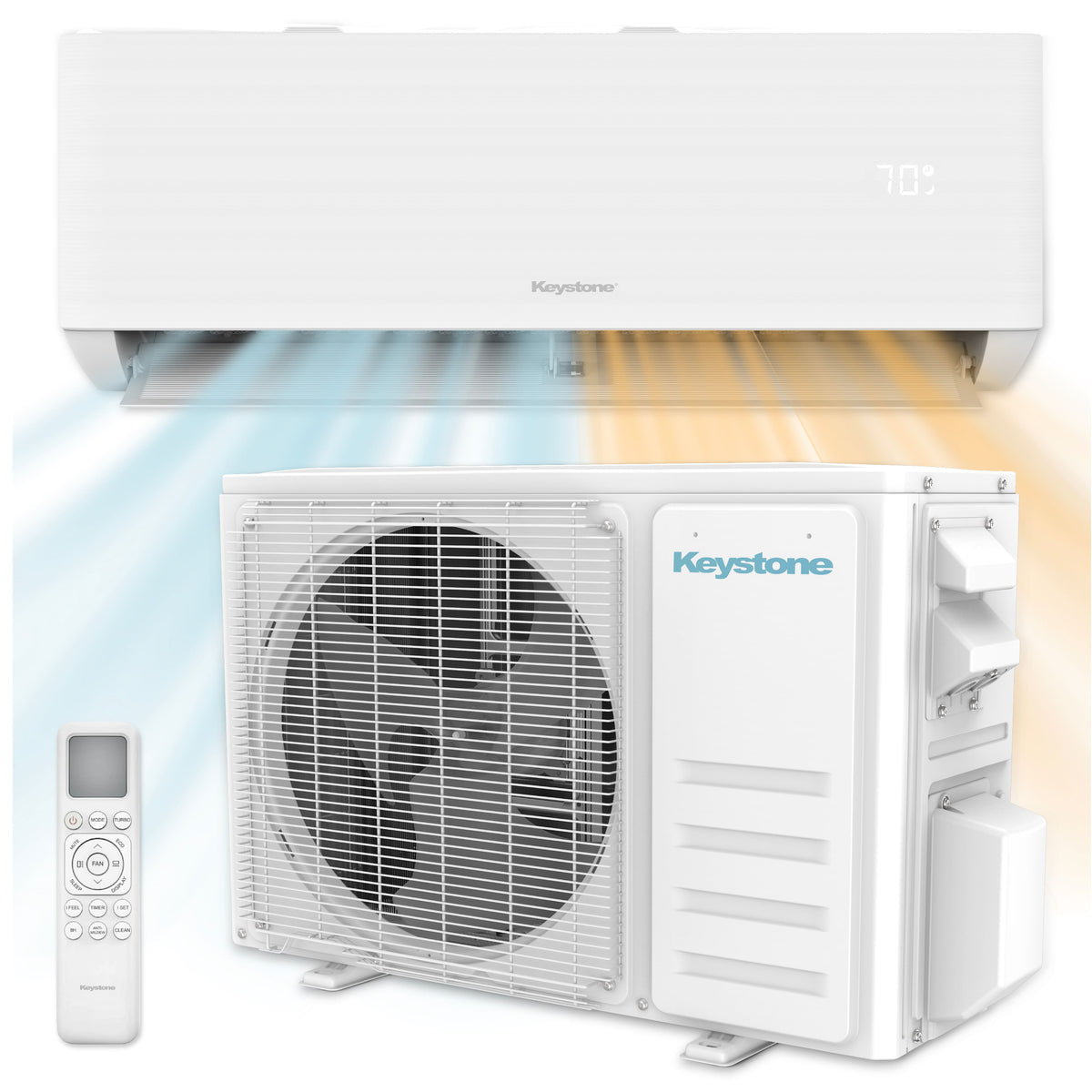 Keystone - Core 230V 550 Sq. Ft. 12,000 BTU Smart Mini Split Air Conditioner 12,000 BTU Heater - White