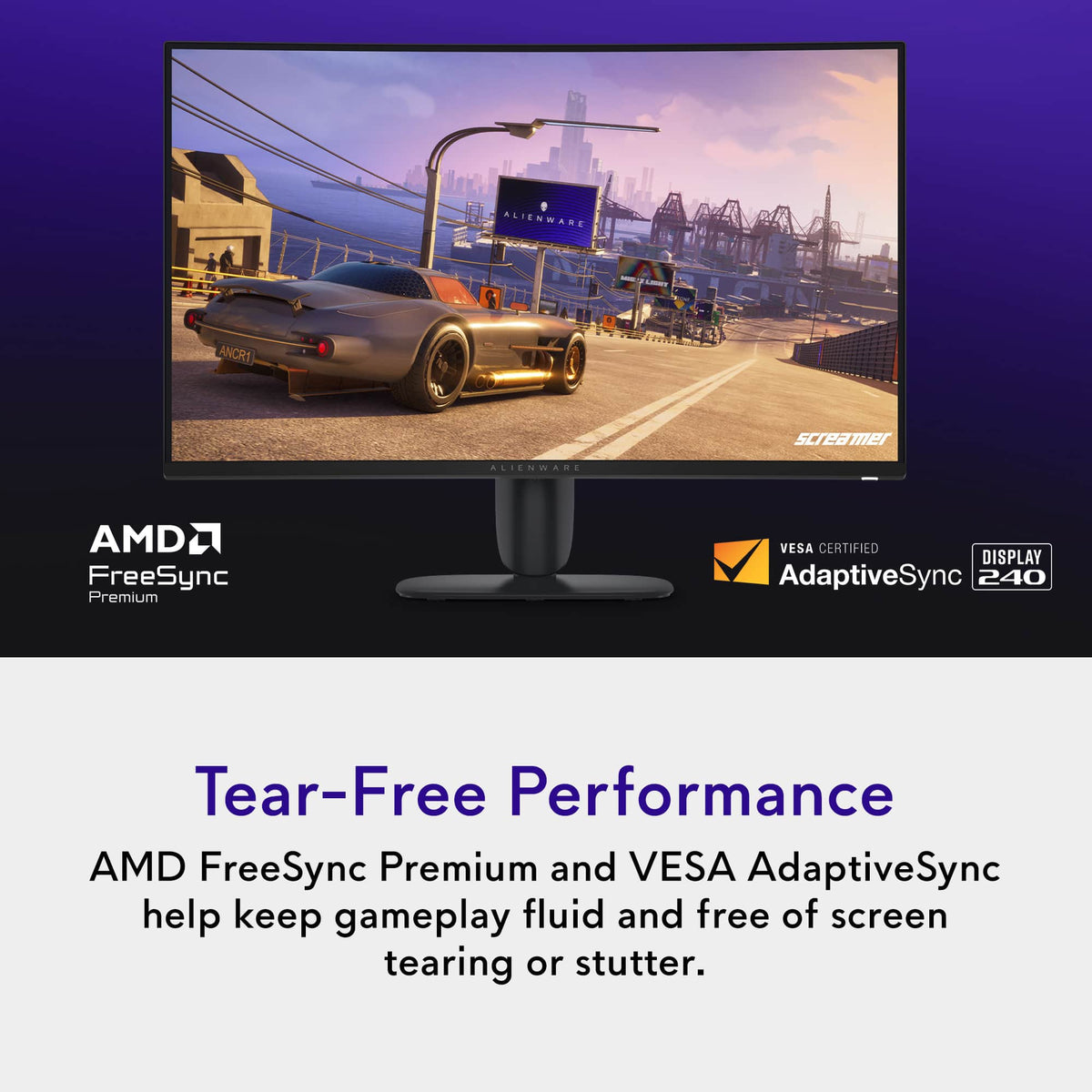Alienware - 32" QHD 240Hz 1ms FreeSync Premium Curved Gaming Monitor with HDR (HDMI, DisplayPort) - Black