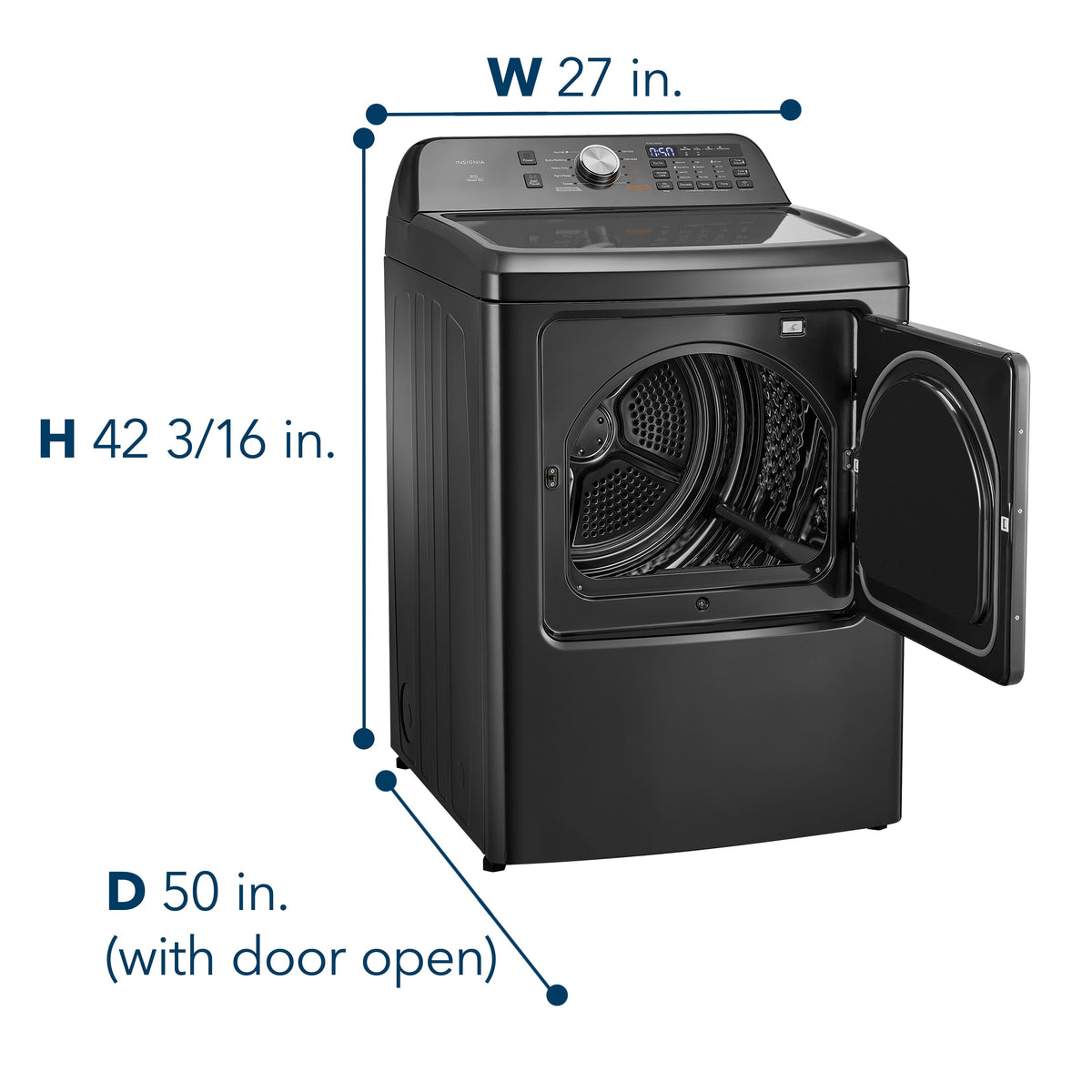 Insignia™ - 7.0 Cu. Ft. Gas Dryer with Sensor Dry - Metallic Grey