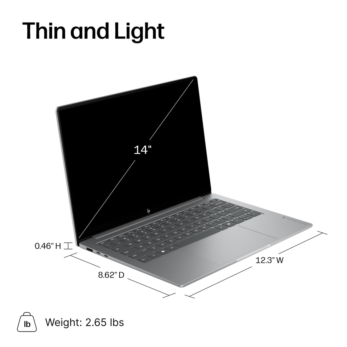 HP - Omnibook 5 - 14” 2K OLED Touchscreen Laptop - Intel Core 5 Series 3 (2026) - 8GB Memory - 512GB SSD - Smoke Silver